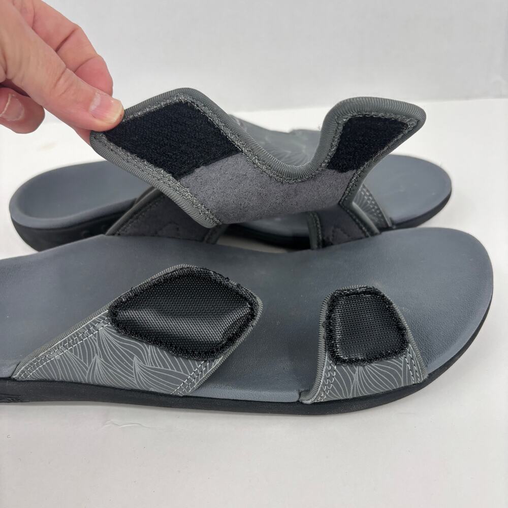Spenco Wave Slide Sandals Size 10 Gray Orthotic Comfort Arch Support Adjustable - Picture 5 of 9